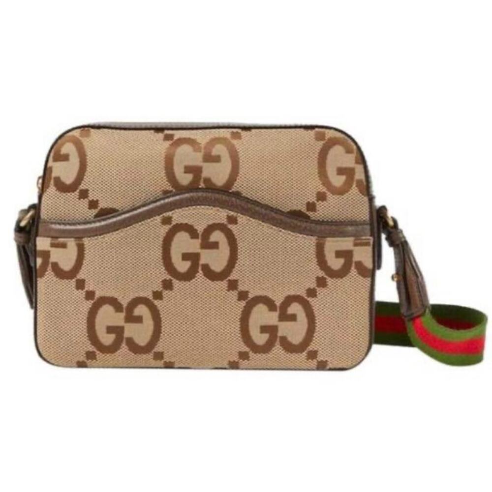 GUCCI GG jumbo logo messenger bag with striped strap